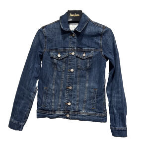 Old Navy Women’s Trucker Jean Jacket Size Small Tall Blue Denim Pockets Casual